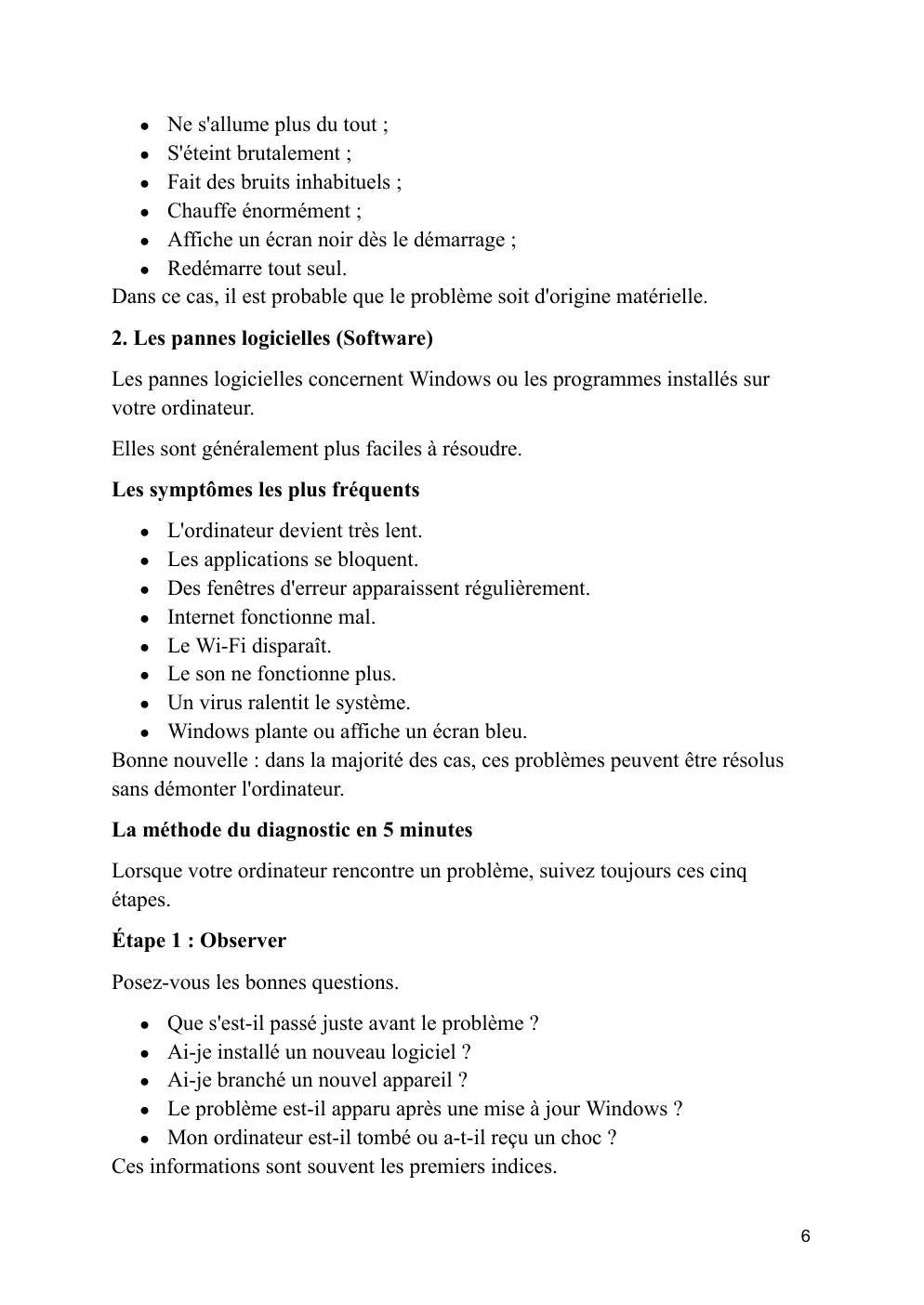Page réelle du chapitre Diagnostic Express